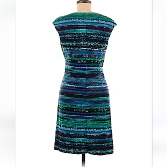 EVAN PICONE Black Label faux wrap short sleeve stretch bodycon green sz 12 dress - Picture 2 of 8